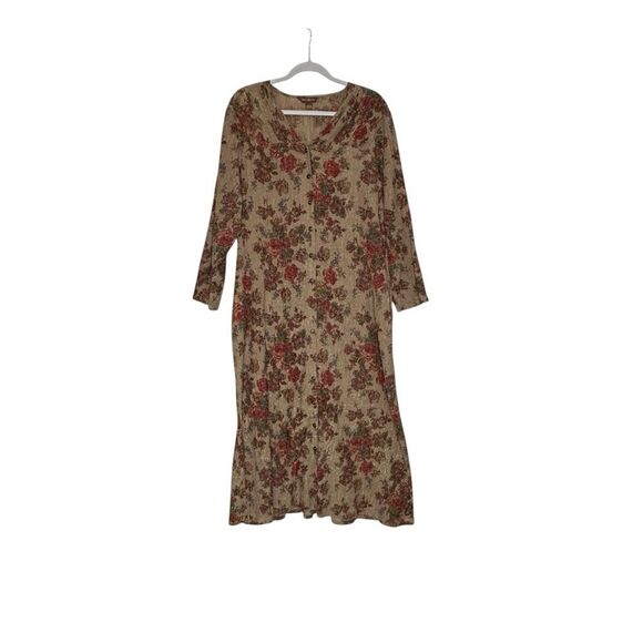 April Cornell Floral Shimmering Rose Metallic Long Duster Jacket| L - Picture 5 of 12